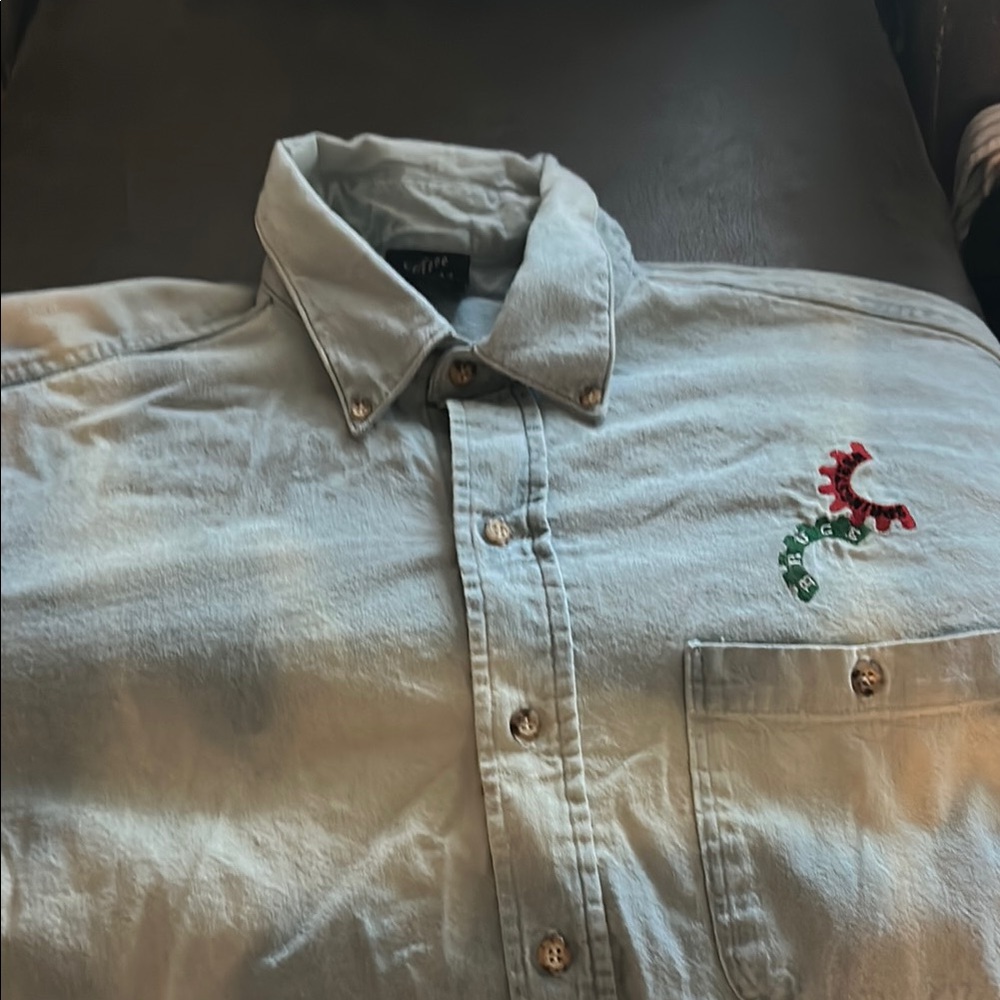 Three Rivers - faded blue Button-Up Shirt with Embroidered Logo